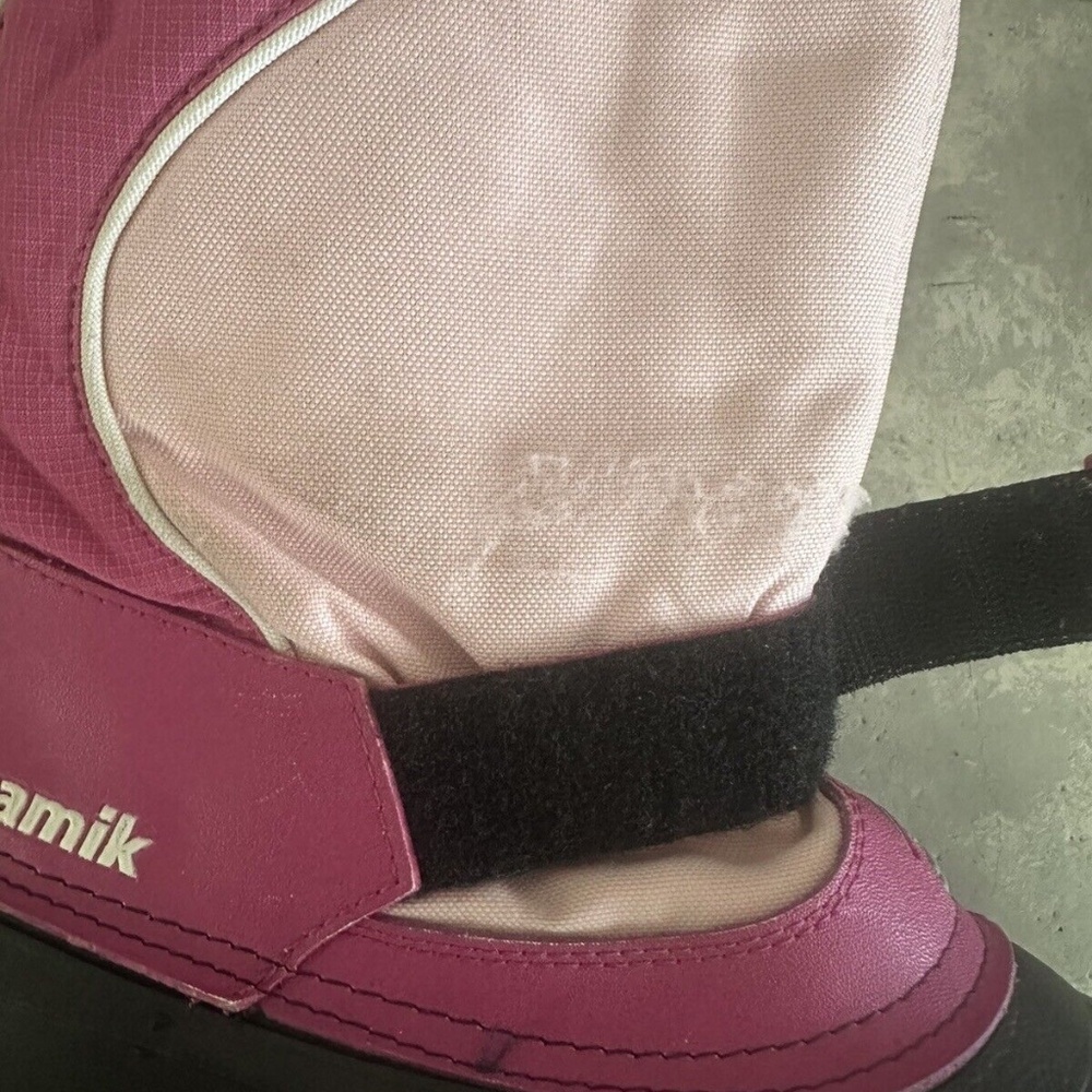 KAMIK Big Girls Sz 4 Winter Snow Boots Pink Black Fleece Lined - Picture 9 of 10